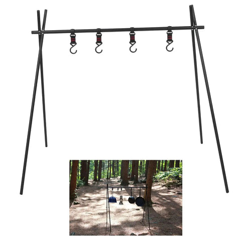 Portable Campfire Cooking Stand Tripod For BBQ Grill Aluminum Alloy Outdoor Camping Picnic Gear 75 x 49 x 74.5 Cm with hooks