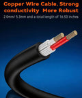 200 Watt Car Power Inverter With 12V DC To 110V Adapter 6 Port Multi Plug showing high-quality copper wire cable with black insulation.