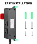Heavy Duty Keylock Router Table Switch With Dual Power Outlets No Sweat Install For Any Professional Woodshop 125V 15Amp with mounting screws.