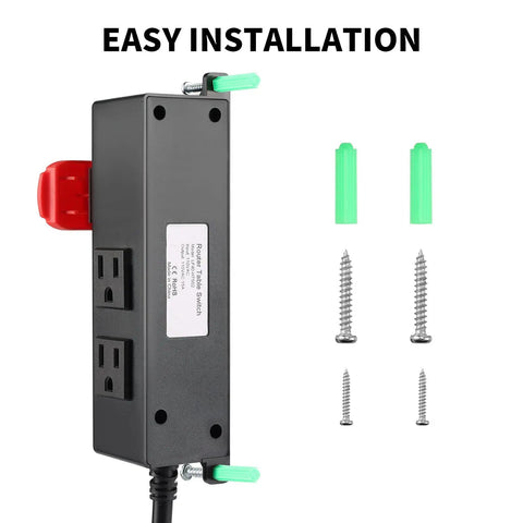 Heavy Duty Keylock Router Table Switch With Dual Power Outlets No Sweat Install For Any Professional Woodshop 125V 15Amp with mounting screws.