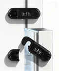 Two Pack Baby Proofing Cabinet And Refrigerator Safety Locks With Strong Adhesive Pads Kid Proof Door And Drawer Locks For Kitchen Cabinets Ovens Fridge And More Black, shown on a refrigerator