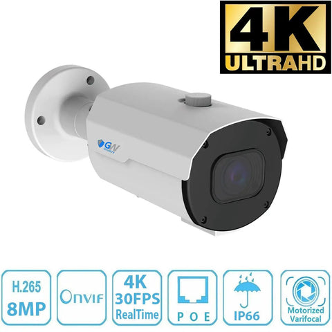 Boss Level 4K Security Camera System 32 Bullet Cameras 8MP with motorized zoom feature for outdoor surveillance.