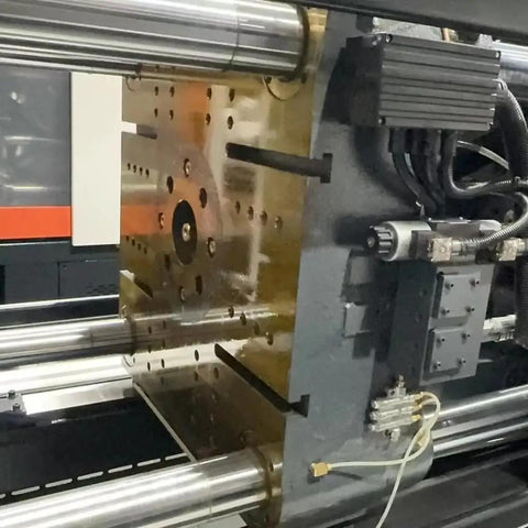Heavy Duty Hydraulic Automatic Injection Molding Rig For Crafting Plastic Chairs And Household Wares That Devours Pp Pe Abs Pvc Pet Pc Resin Without Skipping A Beat close-up of hydraulic press components and molded details.