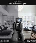 Indoor Wireless IP Camera With 1080P HD Video No Fuss Home Security Motion Detection Night Vision PTZ Pan Tilt Zoom in living room