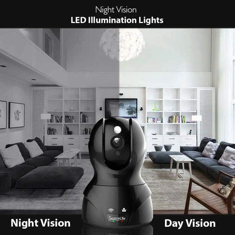 Indoor Wireless IP Camera With 1080P HD Video No Fuss Home Security Motion Detection Night Vision PTZ Pan Tilt Zoom in living room