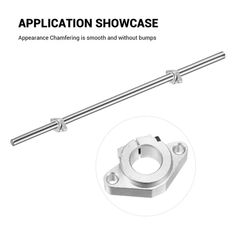 Amazon four-pack SHF16 aluminum rail clamps for 12mm linear guides; side view with clamps and close-up of clamp seat