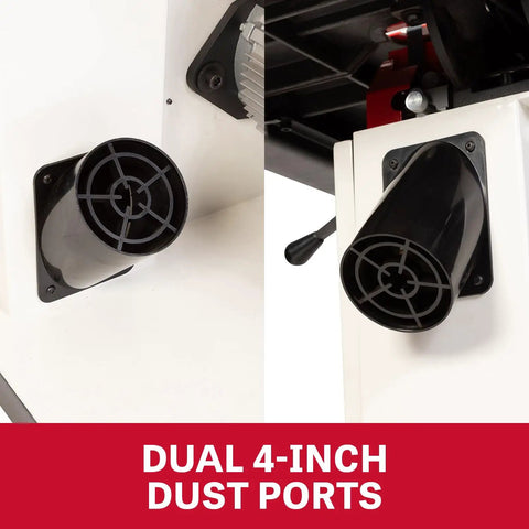 Dual 4-inch dust ports on 18 Inch Woodworking Band Saw With 1.75 HP 115V 1Ph Big 16 Inch Resaw Capacity Foot Brake For Quick Stops