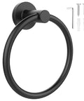 Matte Black Wall Towel Holder And Ring - Stainless Steel Heavy Duty Hand Towel Bar For Bathroom And Kitchen with installation hardware