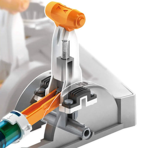 Close-up of Hydrobot Arm Kit Hydraulic STEM Building Toy For Kids 12 Plus, showing water-powered hydraulic mechanism