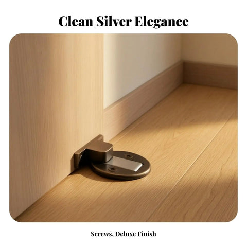 Solid Low Profile Floor Door Catch In Sleek Black Metal For Secure Entryways Durable Heavy Duty Installation Keeps Doors Tight And Closed Perfect For Homes