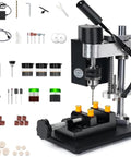 Mini Bench Drill Press With Seven Gear Variable Speed For Precise Drilling On Metal Wood Plastic And Acrylic, compact design with accessories included.