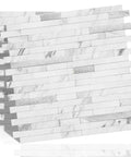 10 Sheet Peel And Stick Backsplash Tile With Faux White Marble Look In PVC Mixed Metal Finish for kitchen and bathroom