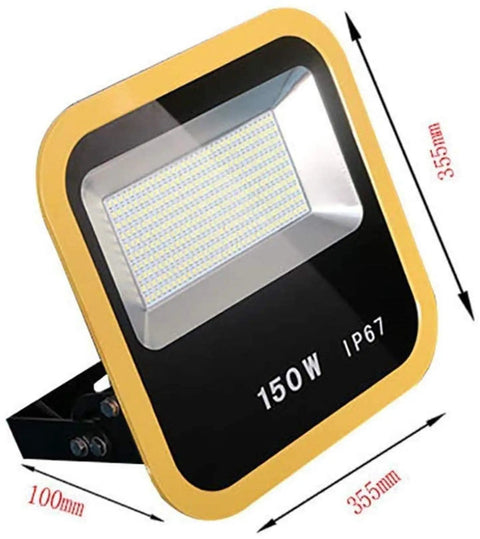 JUDYSSY Solar Flood Lights Working Light Led Flood Light 150W Spotlight Outdoor Waterproof Wall Light,，， in a yellow frame, 355mm x 100mm size.