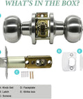 Stainless Steel Ball Door Knob With Keyed Lock Satin Nickel No Fuss Install Entry Door Handle Set For Exterior And Interior Doors Privacy Lock Security For Bedroom Or Bathroom 5 Pack components