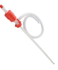 Hassle Free Plastic Drum Siphon Pump Works Like A Charm With Five Gallons Per Minute Flow Rate Dead Simple Gravity Operation smooth liquid transfer with clear hose.