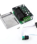 Adjustable DC Brushed Motor Speed Controller With PWM Regulator For DC 10V To 50V 30A showing internal components and wiring