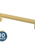 Brushed Brass Modern Cabinet Handles Ten Pack With Five And One Sixteenth Inch Center To Center Pulls For Drawers And Doors