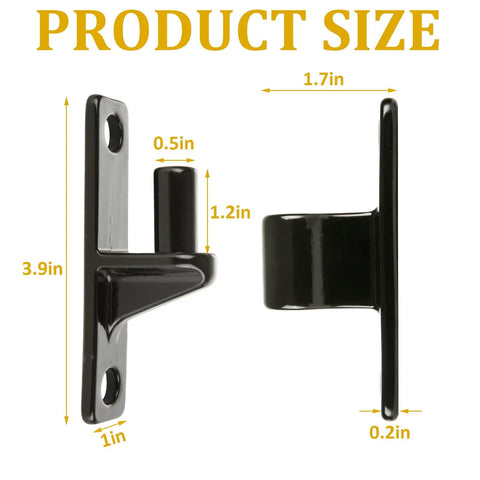 Product size details of Rock Solid Four Pack Black Gate Hinges Made From Top Shelf 304 Stainless Steel For Outdoor Fences And Farms.