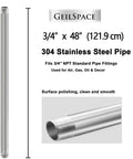 Three Quarter Inch By Forty Eight Inch Stainless Steel Pipe Set Of Two For NPT Heavy Duty And Tough As Nails Three Quarter Inch Threaded Fittings And DIY Industrial Metal Tubing For Home Projects