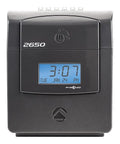 Automatic Punch Time Clock With Six Column Time Cards Captures Three Shift Entries Quick Top Loading Guide front view display.