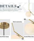 Cool Globe Pendant Light With White Frosted Glass And Brushed Brass Adjustable Mid Century Chandelier details