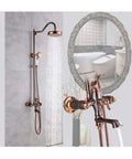 UMJIGF 8 Inch Rose Gold Shower System with Cold and Hot Water Shower Combo Set Multifunction Single Handle Shower Faucet Set with Handheld Shower and top fall shower head
