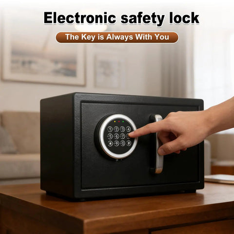 Person using Electronic Safe Lock Replacement Kit for Gun Safes with Zinc Alloy Keypad Swing Bolt and 4 Pin Cable Access