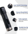 Diamond core drill bit, side view, 1 inch (25mm), laser-welded diamond for dry drilling, 5/8-11 thread, Amazon