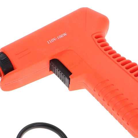 Close-up of All In One Plastic Welding Tool Kit for Cars, showing orange easy-to-use bumper repair welder handle for DIYers