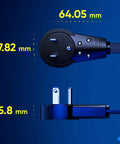 360 Degree Rotating Flat Plug Extension Cord With Three Outlets, 16 AWG Grounded Power Wire dimensions shown in mm