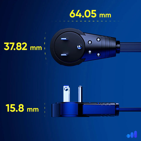 360 Degree Rotating Flat Plug Extension Cord With Three Outlets, 16 AWG Grounded Wire, 1 Foot Length, UL Certified, Black, Durable Multi Device Power Source For Home Office And Dorm Rooms