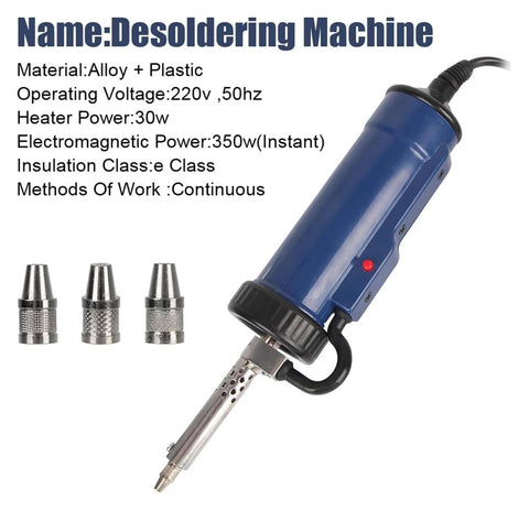 Portable Tin Solder Desoldering Vacuum Pump With 3 Suction Nozzles One Hand Operation Pro Grade Large Capacity Fast Strong Vacuum