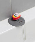 TEHAUX Silicone Bathtub Drain Stopper 6'', Hair Catcher for Bathroom, playful boat design on gray silicone plug