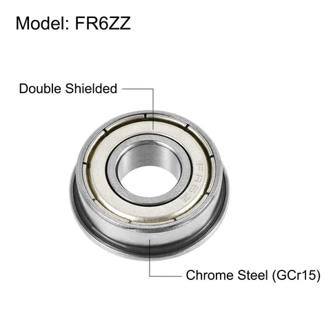 FR6ZZ Flanged Ball Bearing Three Eighths Inch By Seven Eighths Inch By Nine Thirty Seconds Inch Double Shielded Chrome Steel ABEC1