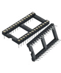 2.54mm Pitch DIP IC Socket Connector, 28 Pins, Dual Row, 15.2mm Row Pitch, Round Pins, for DIY Electronics, two sockets displayed