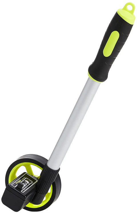 Grab And Go Meter Man 4 Inch Measuring Wheel With Telescoping Handle, 5 Digit Counter, ABS Wheels, Polyvinyl Tread, Black and Yellow