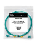 trueCABLE LC to LC OM4 fiber patch cable, 3 m, aqua, duplex multimode, OFNR-rated, UL Listed.