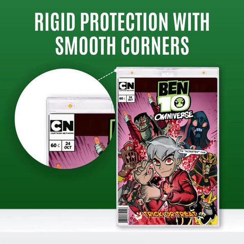 Current Size Comic Book Display Case Holder Magnetic Protector With Diamond Corners displaying Ben 10 Omniverse comic cover