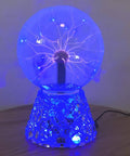 Blue plasma ball on decorative base for Extra Large Electric Warming Tray With 3 Temperature Settings, touch-responsive light show.