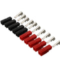 Five Pair Badass Tinned Copper Power Connectors 45A 600V Quick Disconnect red and black terminals set for EV and solar use.