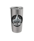 Ice Sailing Thrill Seeker Insulated Stainless Steel Tumbler For Ice Sailors And Yachters with sailing graphic and lid