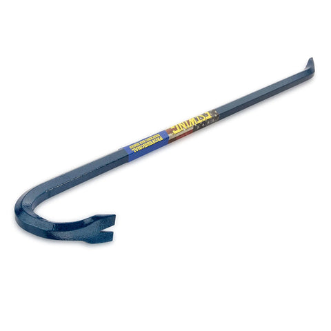 Gooseneck Wrecking Bar for Heavy Duty Demolition Three Quarters Inch by Thirty Inch Pry Bar With Angled Chisel End and Slotted Hook