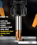 Carbide chamfer end mill with 1/4 in shank, gold-coated 3-flute cutter for alloy and hardened steels