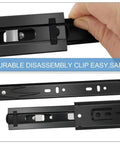 Bottom Mounted Concealed Drawer Slides For Smooth Quiet Opening Pro Grade Hardware That Delivers Durability Built To Last Hidden Under Drawer Mounting For A Clean Sleek Look In Black Finish That Fits Most Drawers. 10 inch black metal drawer slide with clip release