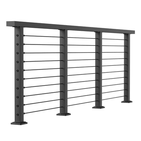 Kick Your Deck Up A Notch With This Straightforward Surface Mount Cable Railing Kit Covering 26 To 32 Feet Black Powder Coated Stainless Steel Posts.