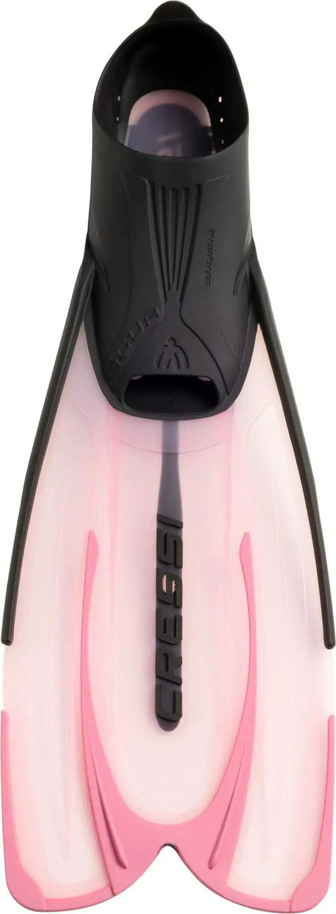 Agua Full Foot Snorkeling Fins With Self Adjusting Foot Pocket System, Pink, Size 39/40 showing top view of fin design