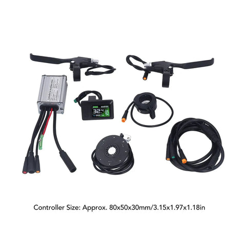 Electric Bike Controller Kit For 250W Motors With LCD7C Display, Plug And Play Thumb Throttle, 8C Power Assist Sensor, ABS Metal Shell, 15A 36V 48V Compatible For Do It Yourself E Bike And Scooter