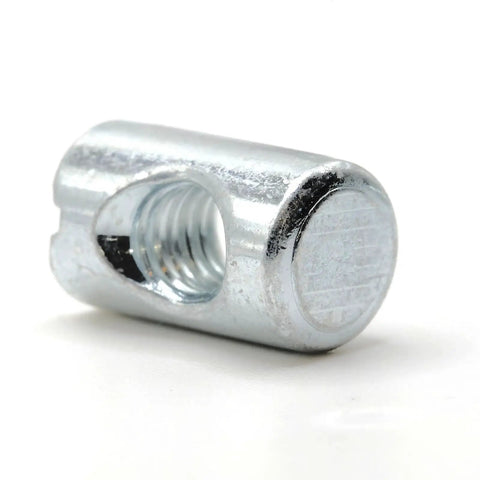 Top Shelf Cross Dowel Barrel Nuts Replacement Screws Built Different For Smooth Furniture Assembly zinc steel connector side view
