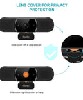 Game Changing 3 In 1 Webcam With 2K HD Autofocus And Noise Cancelling Mic Plus Crisp Stereo Speaker showing privacy cover mechanism.