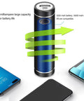 Tool Less Hassle Free Power Bank Kit Featuring Spring Loaded Cylindrical Holders For 18650 And 21700 Batteries, 5000mAh aluminum charger, compatible with various devices.